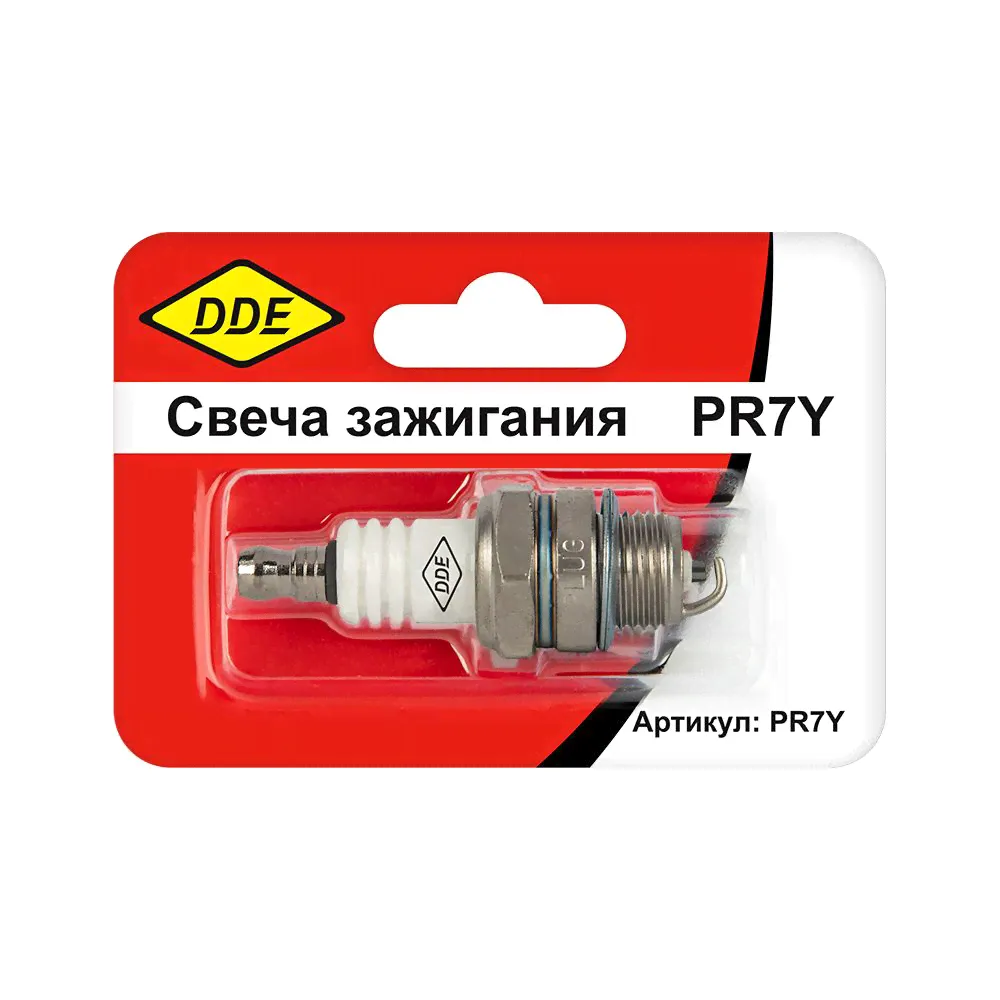 Свеча зажигания DDE - PR7Y (Champion RCJ7, Bosch WR11EO, NGK BR2LM) бензопилы, триммеры, мото (PR7Y)