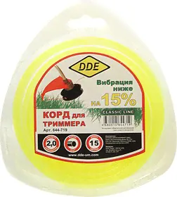 644-719, Леска для триммера 2.0мм 15м круг DDE