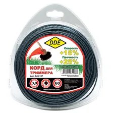 Леска для триммера 2.4мм 60м крученый квадрат DDE