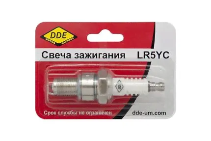 Свеча зажигания DDE - LR5YC (Champion RN9YC, Bosch WR7DC, NGK BPR6ES) GG950, DPG1101i, DPG1201i,
